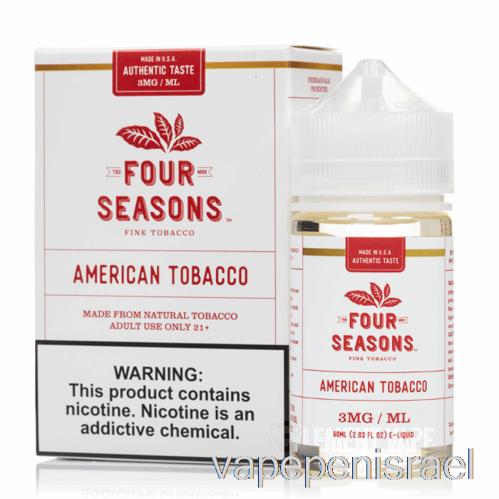 חד פעמי Vape ישראל טבק אמריקאי - ארבע עונות - 60 מ"ל 12 מ"ג